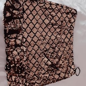 Rose gold sequin mini skirt